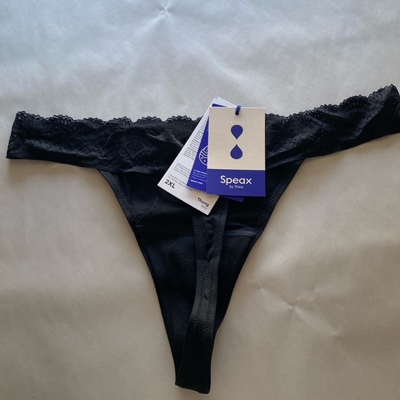 NWT Speax By Thinx Black Thong Absorbent Underwear Womens 2X Leaks & Periods - Picture 1 of 15